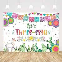 Ticuenicoa 9x6ft Mexican Third Birthday Backdrop Let's Three-Esta Fiesta Party Decoration for Girl's Photography Background Mexican Cactus Alpaca Kids Birthday Party Decor Photo Studio Props