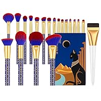 Docolor 19Pcs Makeup Brushes Ancient Egyptian Series and Ultra Thin Liquid Foundation Brush Premium Makeup Face Brush for Blending, Cream, Liquid Blush Face Makeup Tool
