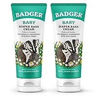 Badger Organic Diaper Rash Cream for Baby, Zinc Oxide Ointment Soothing Calendula Cream, Baby Diaper Care Barrier Cream, Zinc Oxide Cream for Sensitive Baby Skin, 2.9 fl oz (2 Pack)