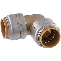SharkBite Max 3/4 Inch 90 Degree Elbow, Push to Connect Brass Plumbing Fitting, PEX Pipe, Copper, CPVC, PE-RT, HDPE, UR256A