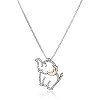 Amazon Essentials Sterling Silver and 14k Rose Gold Diamond Elephant Pendant Necklace (previously Amazon Collection)