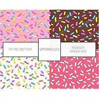 Sprinkles Permanent Adhesive Craft Vinyl Outdoor Indoor Works with Craft Cutters 12 inch by 12 inch 4 Sheet Bundle (40A - 40D)