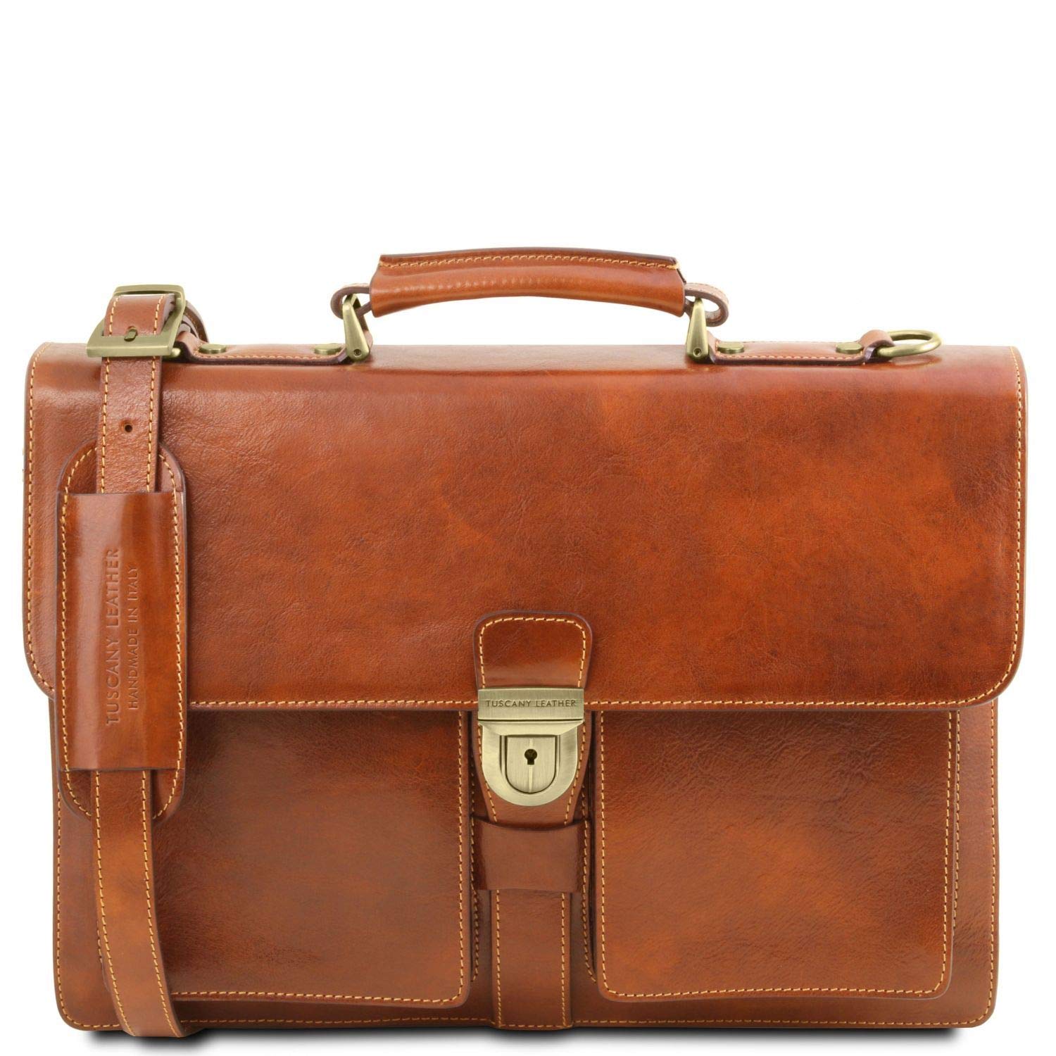 Tuscany Leather Assisi Leather briefcase 3 compartments Honey