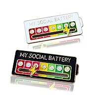 Social Battery Pin, 2PCS 7 Days of Fun and Creative Enamel Mood Brooches Interactive Mood Pins Anxiety Badge Mood Expressing Pin Gift For Kids Men Women (Black and White)
