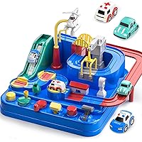 Race Track for Toddlers 3-5, Kids Race Track Toys for Boy Car Adventure Toy for 3 4 5 6 7 8 Years Old Boys Girls, 3 Mini Car Car Rescue Adventure Toys, Preschool Educational Car Games Gift Toys