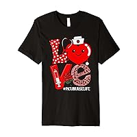 Cute Love Heart Stethoscope PICU Nurse Life Valentine Day Premium T-Shirt