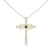 Natural Gemstone Infinity Cross Pendant Necklace with Diamonds for Women in Sterling Silver / 14K Solid Gold/Platinum
