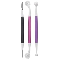 Wilton Basic 3-Piece Fondant and Gum Paste Tool Set - It Includes a Standard Ball Tool, Quilting/Stitching Tool and Cutting Blade/Pick Tool