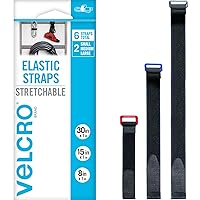 VELCRO Brand VEL-30794-AMS Elastic Cinch Straps with Buckle | 6pc Variety Pack 8