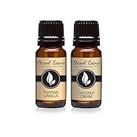 Eternal Essence Oils Fragrance Oil 2 Pack - Coconut Cream and Tahitian Vanilla Scents - Ideal for Diffusers, Candle Making, Soap Making, Aromatherapy, Body and Massage Oil, 10ml Each