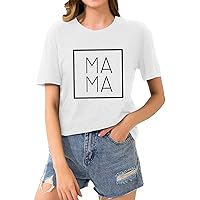 Mothers Day Scoop Neck Summer Tops for Women Funny Tshirts Short Shirts Cute Printed Graphic Tees Dressy Casual Blouses