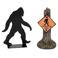 Department 56 Village Collection Accessories Halloween Sasquatch Silhouette and Tree Sign Figurine Set, 4 Inch, Multicolor