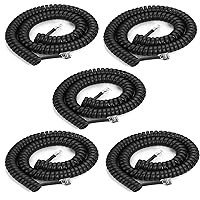 5 Pack Phone Cord Landline8Ft Uncoiled / 1.4Ft Coiled Landline Phone Handset Cable RJ9 4P4C Telephone Accessory- Black