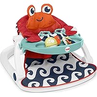 Portable Baby Chair Sit-Me-Up Floor Seat With Snack Tray And Developmental Toys, Crinkle & Squeaker Seat Pad, Crab