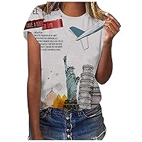 Statue of Liberty Shirt Women 4th of July Tops Independence Day Patriotic Shirts Short Sleeve Round Neck Blouse