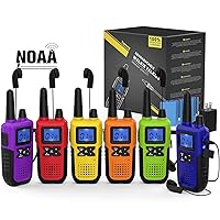 6 Walkie Talkies for Adults Long Range Walkie Talkies Rechargeable - Long Distance Walkie Talkies 6 Pack Family 2 Way Radios Walkie Talkies with Earpiece Mic Set USB Charger Battery NOAA Alert