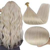 Blonde Fusion Hair Extension Human Hair 22 Inch U Tip Human Hair Extension Color 60 Platinum Blonde Hair Extensions U Tip Nail Tip Hair Extensions50 Gram