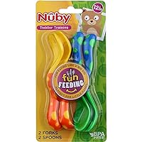 Nuby Fun Feeding Spoons & Forks 2-Pack - yellow/green, one size