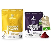 Jungle Powders Bundle: Freeze-Dried 5oz Banana Powder & Extract + 5oz Organic Blackberry Powder - Perfect for Smoothies, Baking, Juices, & More! Pure, Additive-Free Superfood Extracts