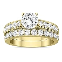 AGS Certified 2 1/2 Carat TW Diamond Bridal Set in 14K Yellow Gold (H-I Color, I1-I2 Clarity)