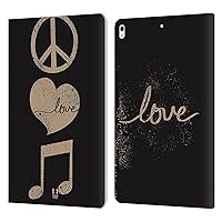 Head Case Designs Peace and Love All About Music Leather Book Wallet Case Cover Compatible with Apple iPad Pro 10.5 (2017)