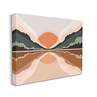 Stupell Industries Misty Sunrise Geometric Green Mountain Lake Reflection, Designed by ROS Ruseva Canvas Wall Art, Orange