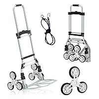 Stair Climbing Cart, Adjustable Handle Length Trolley Dolly Cart for Stairs, Flat Ground, 260 Lb Load Capacity Folding Shopping Cart, Grocery Shopping Cart with Mute Wheels