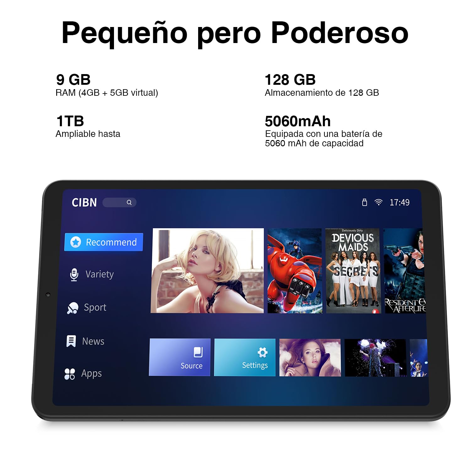 DOOGEE 8 Inch Tablet T20 Mini Android 13 Tablet Octa Core 9GB + 128GB Memory Expand 1TB, 8.4