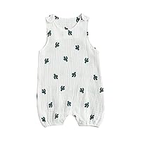 MoZiKQin Infant Baby Girl Boy Cotton Linen Romper Sleeveless Cute Print Bodysuit Jumpsuit Playsuit Summer Outfit Clothes