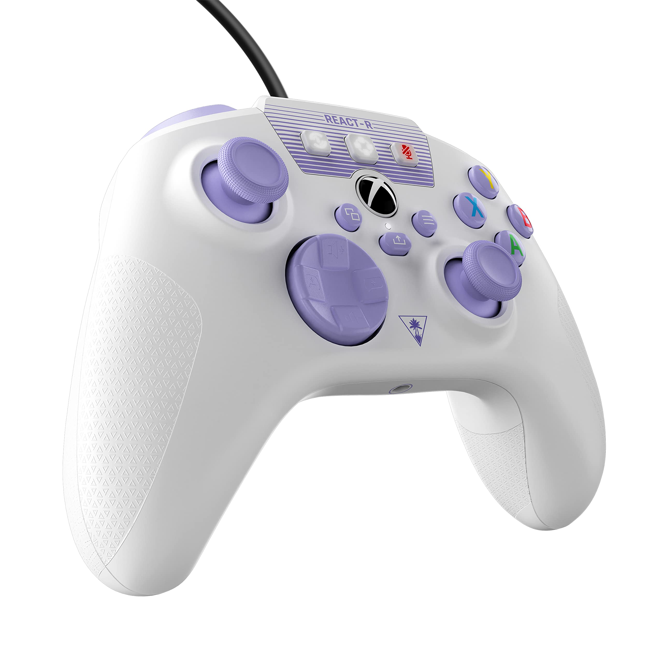 Turtle Beach REACT-R Wired Game Controller – Licensed for Xbox Series X & S, Xbox One & Windows – Audio Controls, Mappable Buttons, Textured Grips - White/Purple