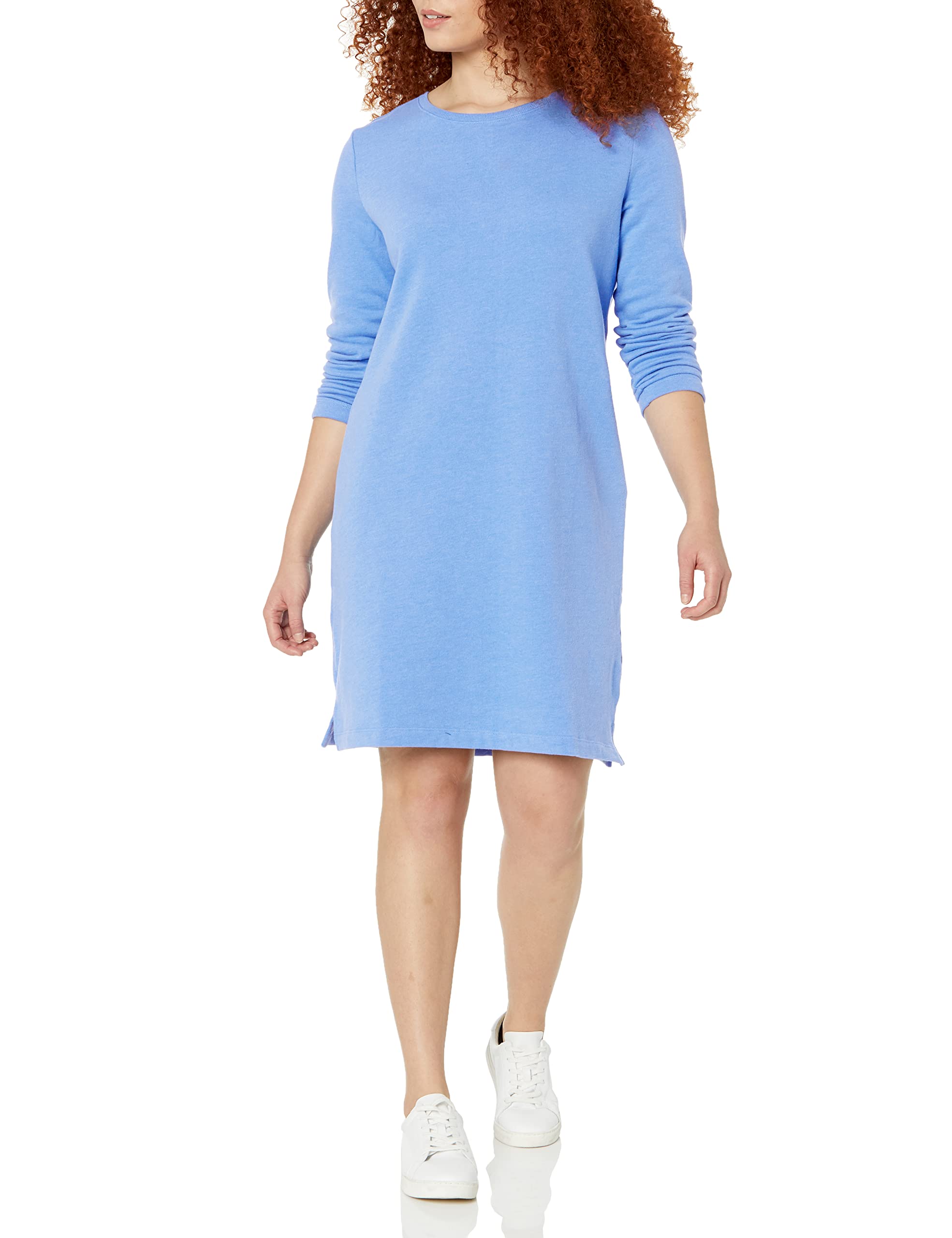 Amazon Essentials Women's Crewneck Long-Sleeve French Terry Fleece Above-The-Knee Dress