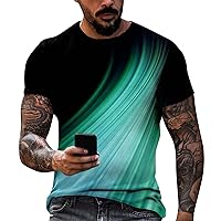 Shirts for Men 2024 Short Sleeve Printed Summer Round Neck Top Trend Casual Sweatshirt
