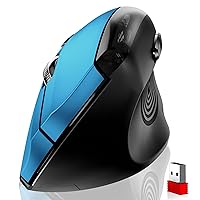 memzuoix Ergonomic Mouse Wireless,2.4G Optical Cordless Mice with 800/1200/1600 DPI,Vertical Computer Wireless Mouse for Laptop, Mac,PC,Desktop (for Right Hand, Large),Blue Mouse