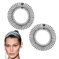Stretch Comb for Woman 2Pcs 49 Teeth Flexible Plastic Full Circular Combs Solid Color Minimalist Hairstyling Headband Stretch Combs