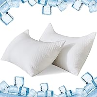 Cooling Side Sleeper Pillows for Neck and Shoulder Pain Relief - Queen Size 2 Pack Bed Pillow for Sleeping - Cooling Pillow with Ice Silk and Hotel Quality Curved Supportive Pillows