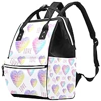 Colorful Heart Love Diaper Bag Backpack Baby Nappy Changing Bags Multi Function Large Capacity Travel Bag