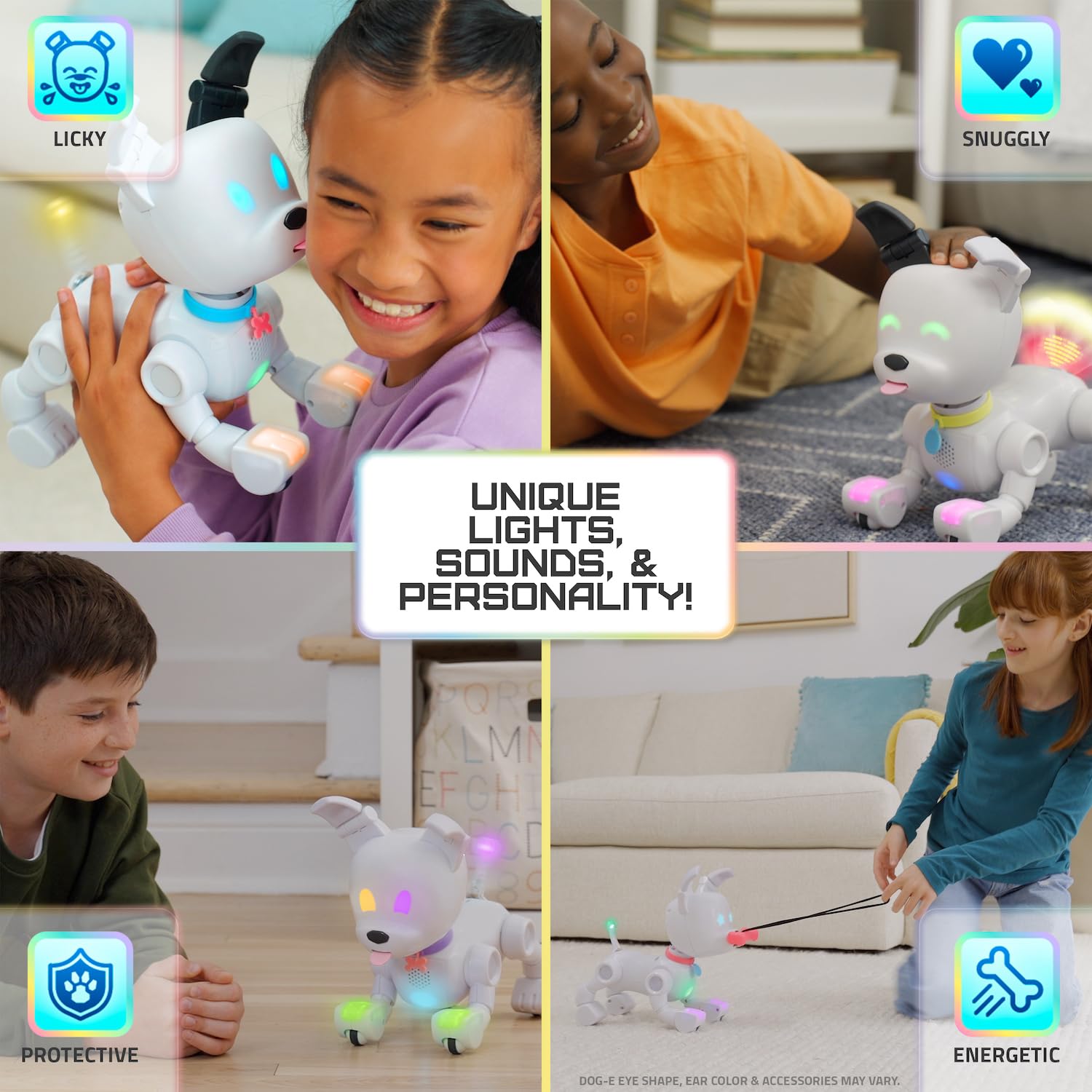 DOG-E by MINTiD Interactive Robot Dog with Colorful LED Lights, 200+ Sounds & Reactions, App Connected (Ages 6+)
