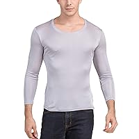 Mens Pure Silk Scoop Neck Long Sleeves Long Johns Top only