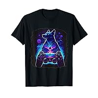 Gamer Streamer Abstract Dog Neon Controller T-Shirt