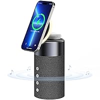 COLSUR Bluetooth Speaker, Magnetic Wireless Charger, Bluetooth Speakers with Night Light, 2 in 1 Wireless Charging Station for iPhone 15/14/13/12 Series, AirPods Pro/3/2（Gift Ideal）