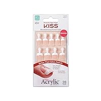 KISS Salon Acrylic, Press-On Nails, Nail glue included, Power Play', Pink, Real Short Size, Squoval Shape, Includes 28 Nails, 2g glue, 1 Manicure Stick, 1 Mini File