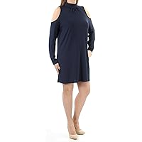 kensie Womens Mock Neck Jersey Party Dress Navy Large