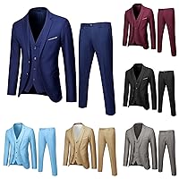 Men's Suits Slim Fit 3 Piece Notched Lapel Two Button Wedding Business Work Party Formal Solid Blazer Jacket Vest Pants Set
