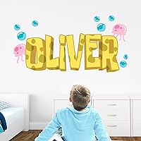 Bikini Bottom-Inspired Personalized Name Decal: Playful Ocean Wall Sticker for Kids' Room - Peel & Stick Fun with Customized Letters - MR2018