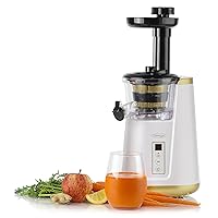Juicer Cold Press 365 Vertical Slow Masticating Extractor for Fruits and Vegetables, BPA-Free, 65 RPM, 150-Watts, White