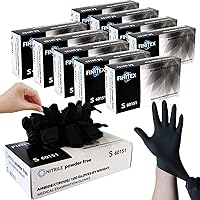 FINITEX - Black Nitrile Disposable Gloves, Exam Gloves, Powder-free, Latex-free, 3mil, Case of 10 Boxes