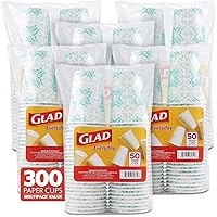 Glad Everyday Disposable Paper Cups with Aqua Victorian Design, 12 Ounces | 12 Oz Paper Cups for Everyday Use from Glad | Disposable Cups Paper | 300 Count