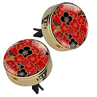 2 Piece Car Aromatherapy Air Conditioning Outlet Vent Clip Car Fragrance Essential Oil Diffuser Locket with 4 PE Refill Pads Zinc Alloy Sakura Plum Japanese Style Retro