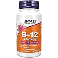 Supplements, Vitamin B-12 1,000 mcg with Folic Acid, Nervous System Health*, 250 Chewable Lozenges