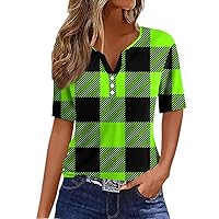 Summer Tops for Women 2024, Vacation Trendy V Neck Boho Short Sleeve Shirts Casual Loose Comfy Tunic Clothes